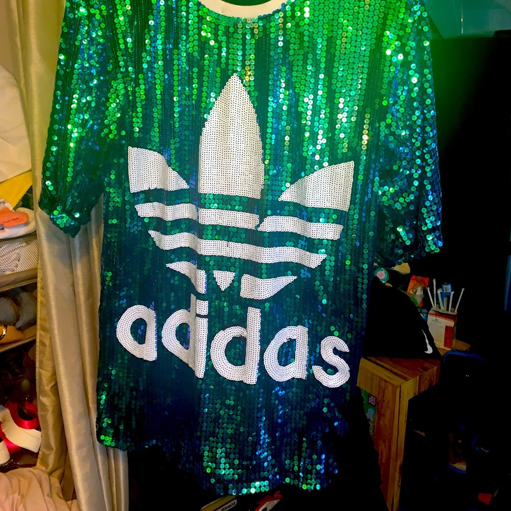 Metallic Green Adidas Shirt/Dress